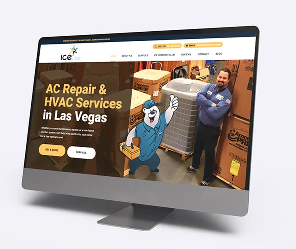 ICE Heating Cooling and Plumbing website