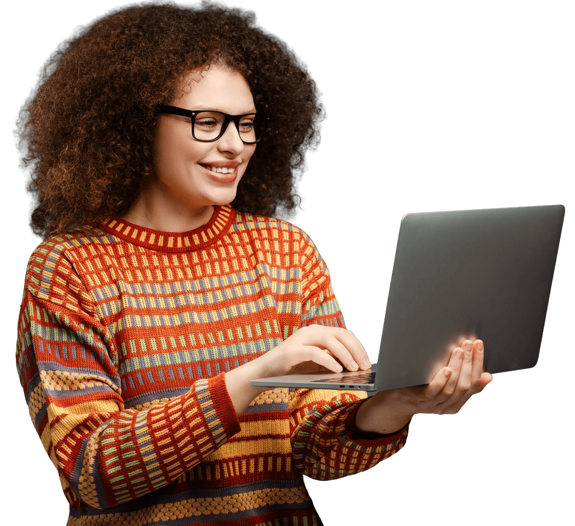 portrait of beautiful smiling woman with curly hair